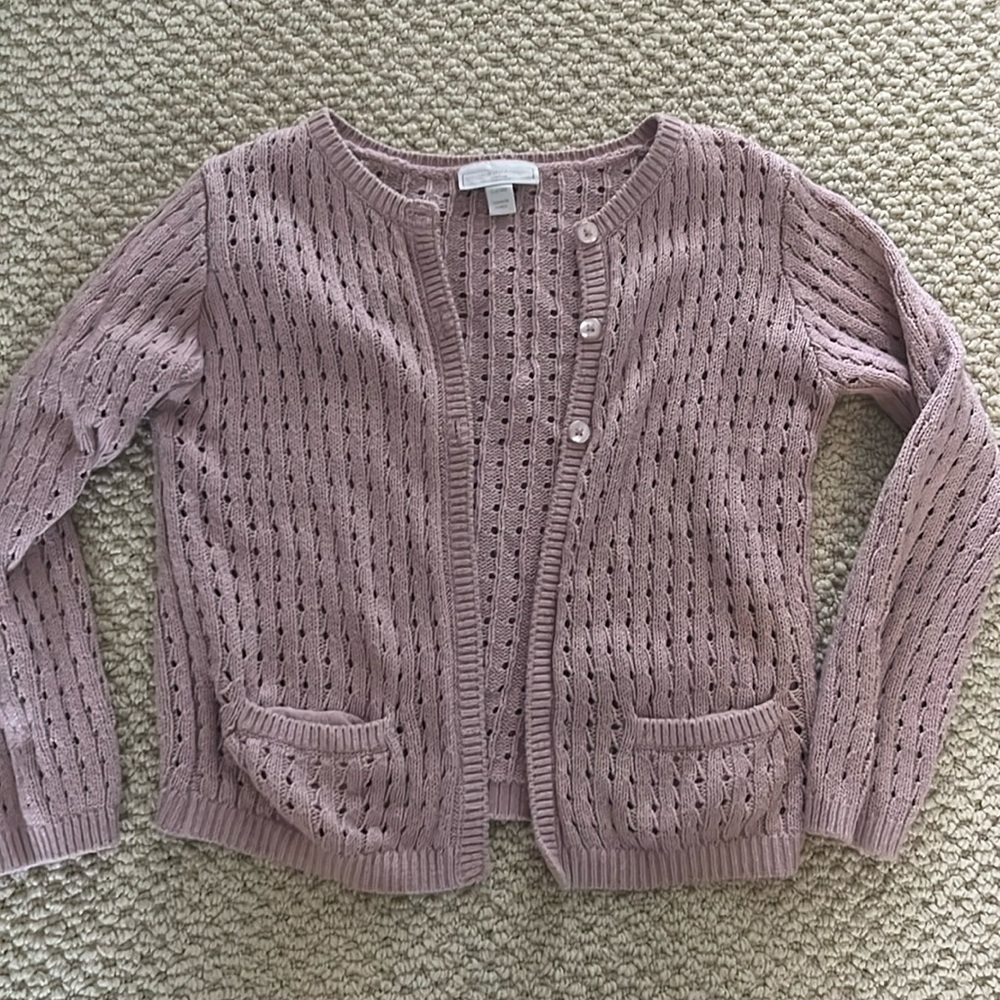 Cute pink kids cardigan from Little White Company. Age 5-6